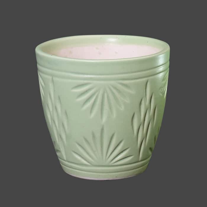 4.5 inch (11.43 cm) Embossed Round Egg Ceramic Pot